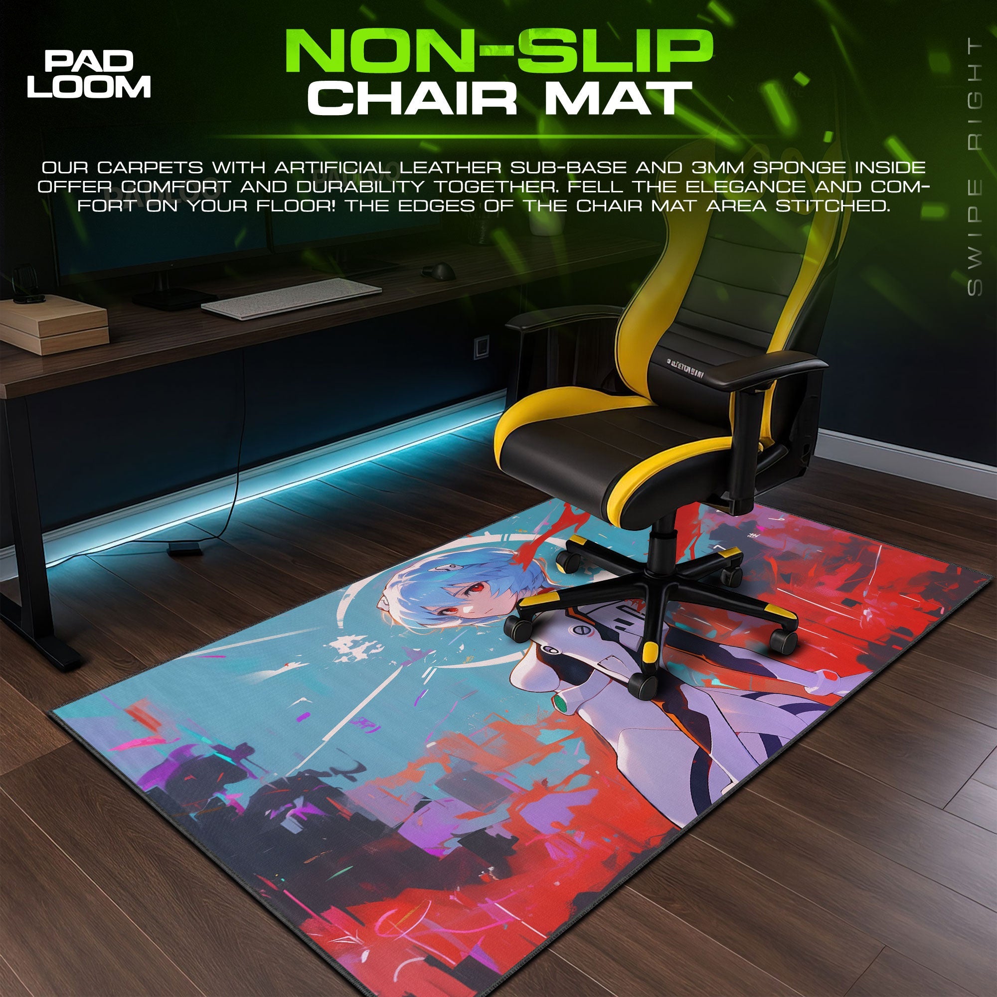 Rei Ayanami Abstract Aura Mouse Pad, Anime Gaming Desk Mat Padloom