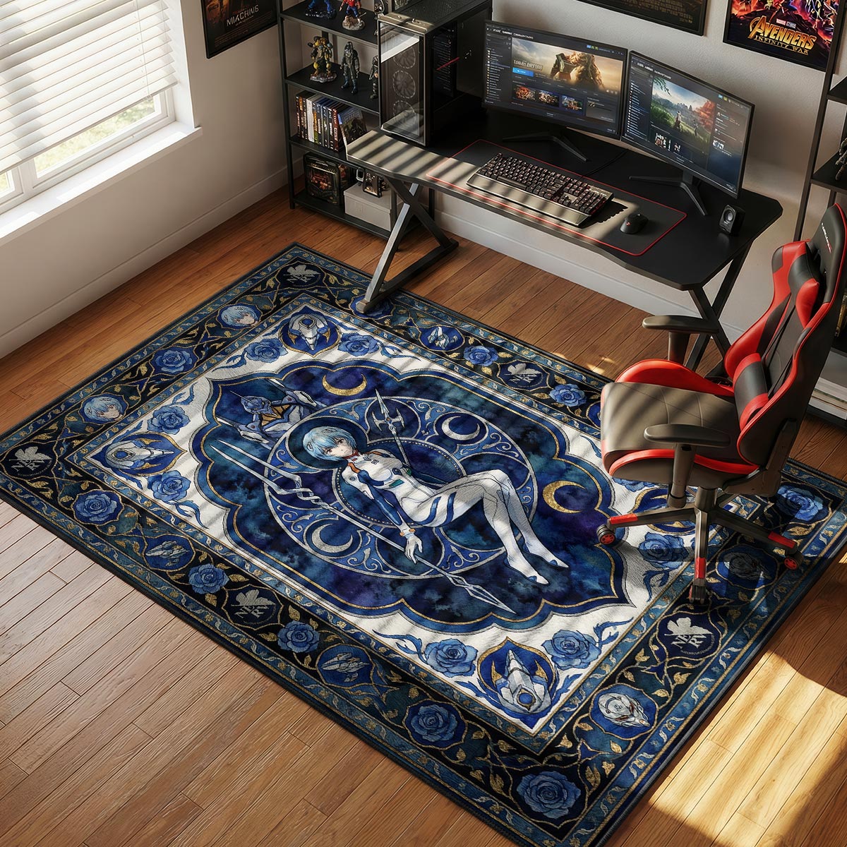 Rei Ayanami Blue Moon Rug - Evangelion Chair Mat