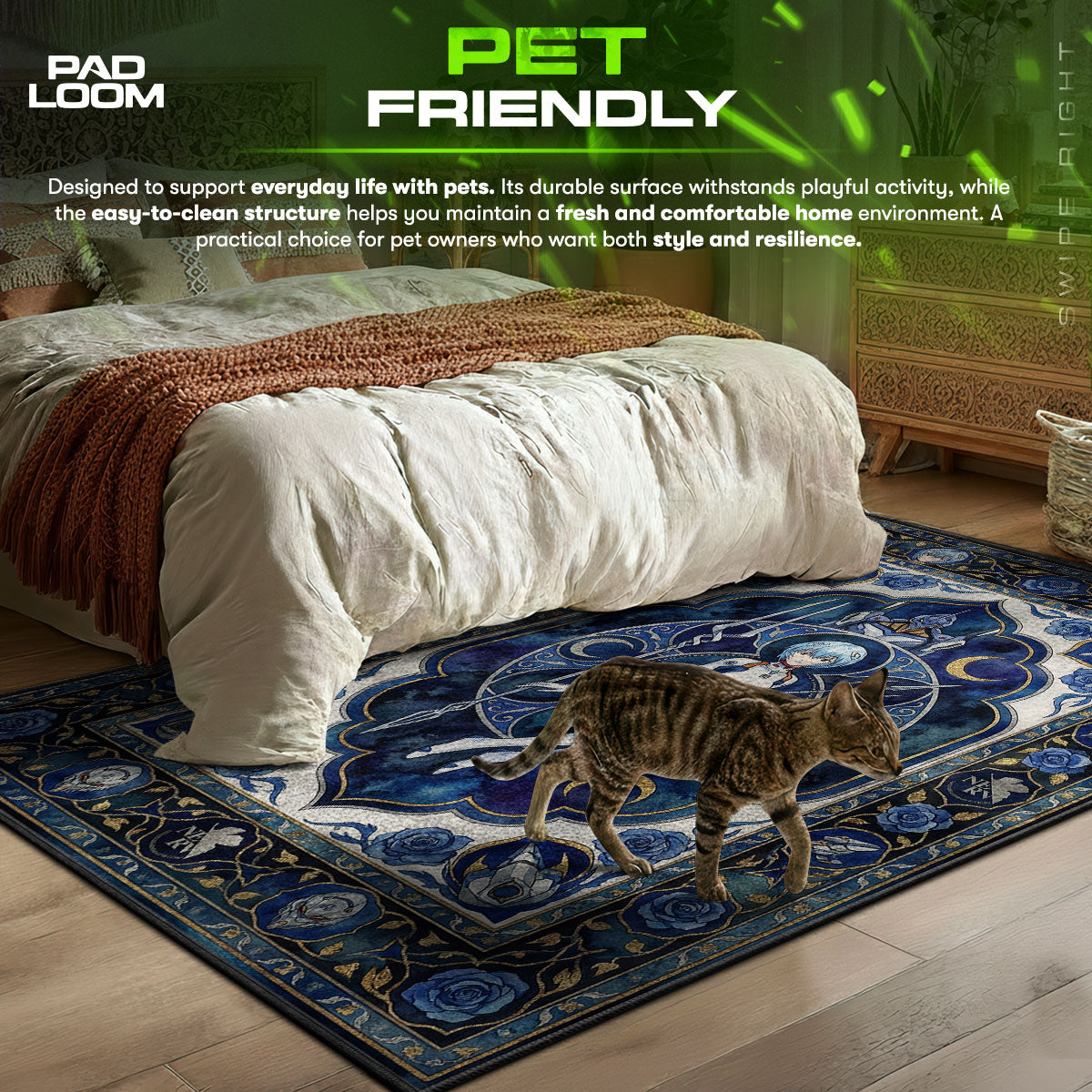 Rei Ayanami Blue Moon Rug - Evangelion Chair Mat