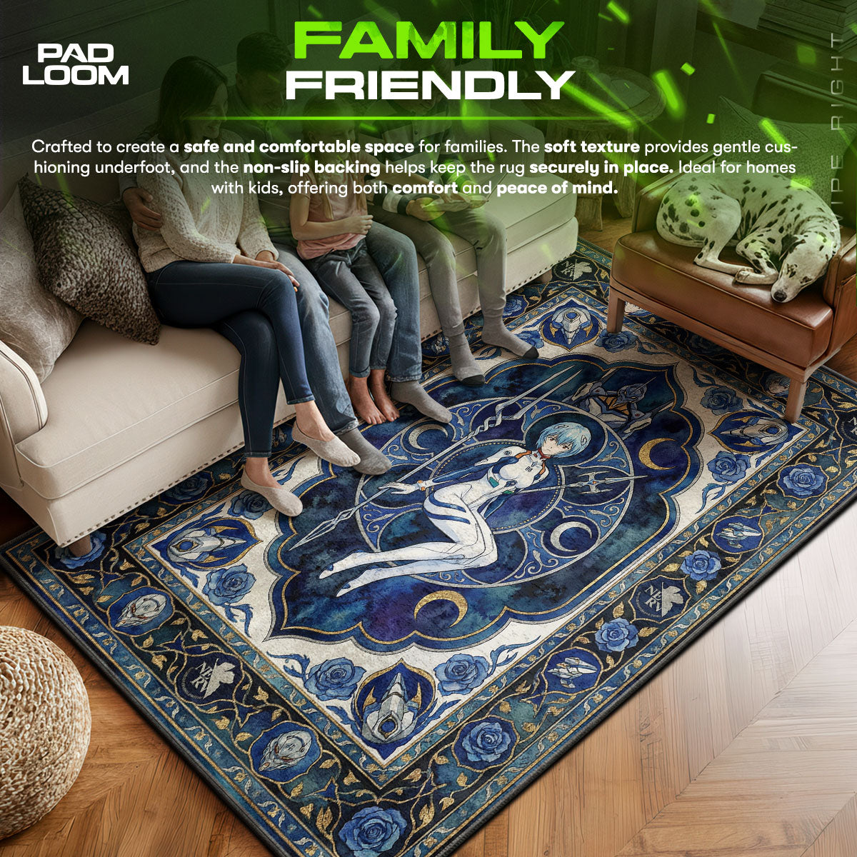 Rei Ayanami Blue Moon Rug - Evangelion Chair Mat