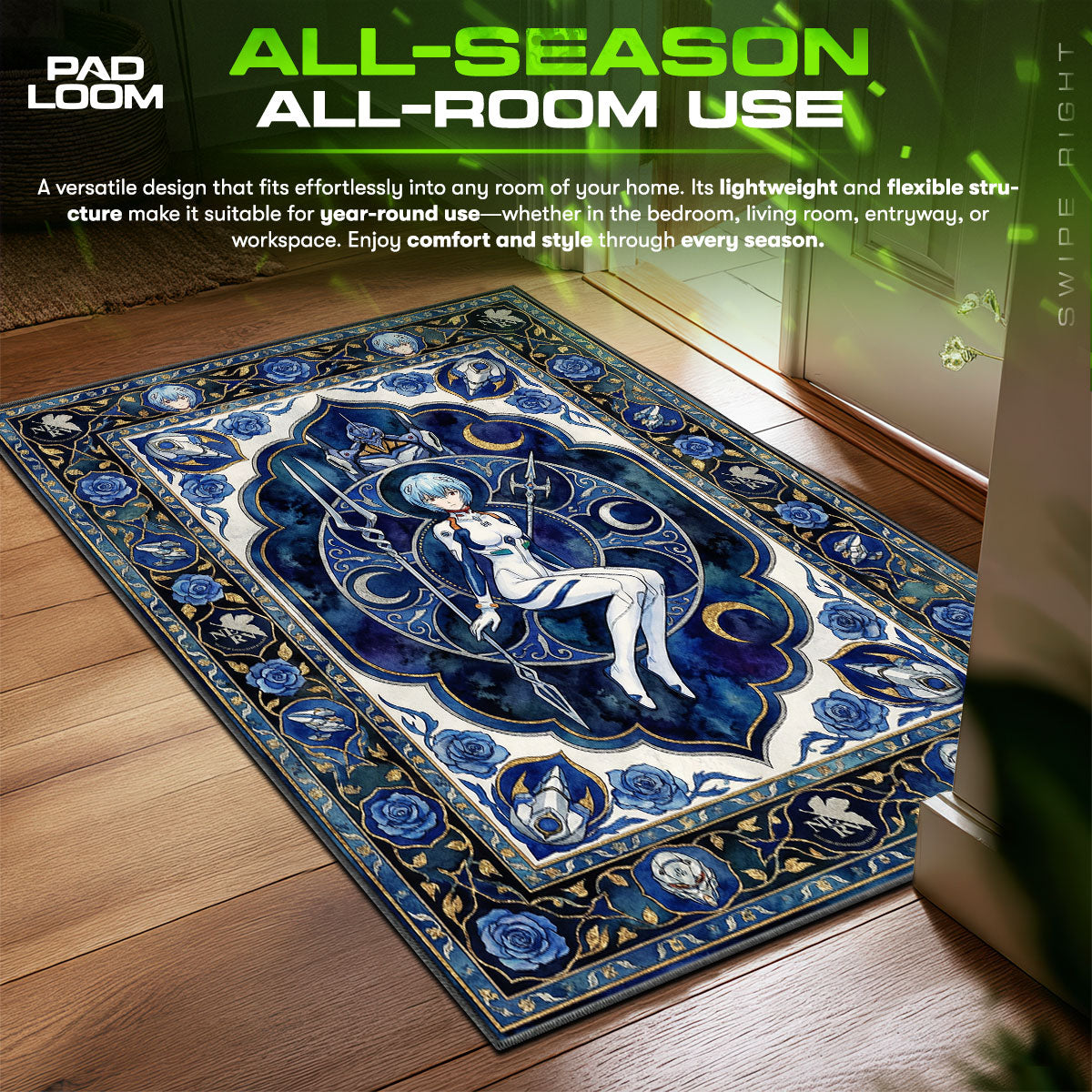 Rei Ayanami Blue Moon Rug - Evangelion Chair Mat