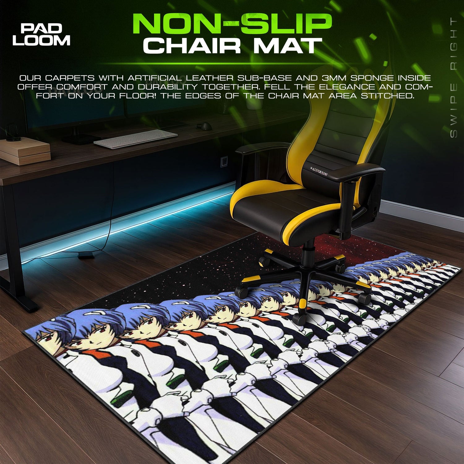 Rei Ayanami Clone Line Mouse Pad, Anime Gaming Desk Mat Padloom