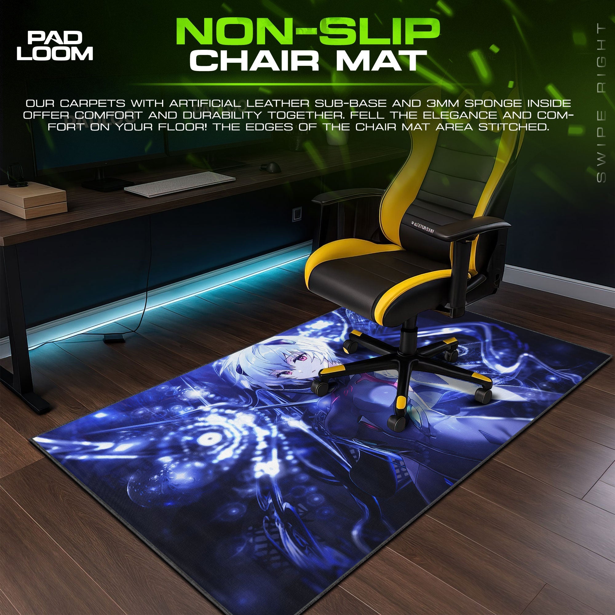 Rei Ayanami Cyber Core Mouse Pad, Anime Gaming Desk Mat Padloom