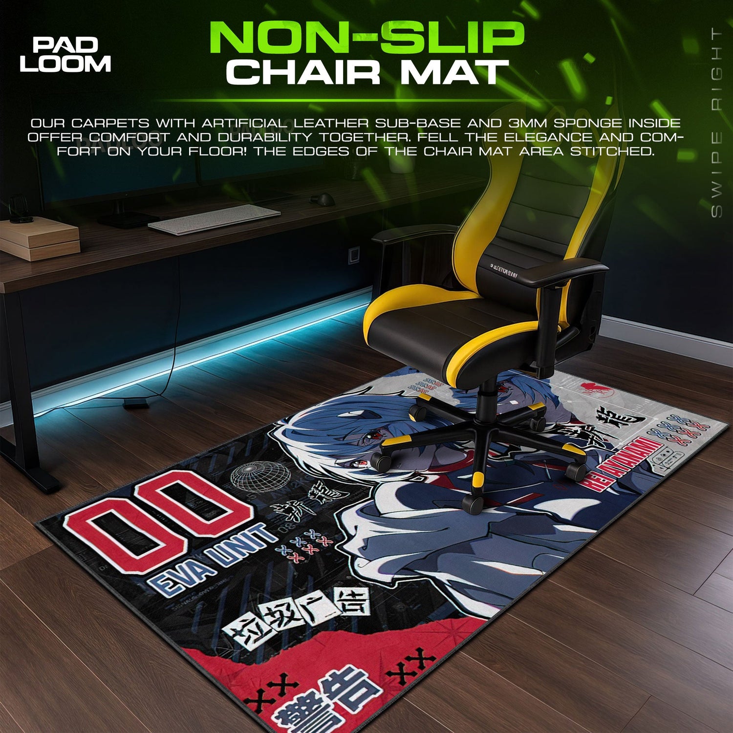 Rei Ayanami EVA Unit 00 Mouse Pad, Anime Gaming Desk Mat Padloom