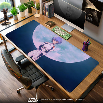 Rei Ayanami Moonlight Mouse Pad, Anime Gaming Desk Mat Padloom