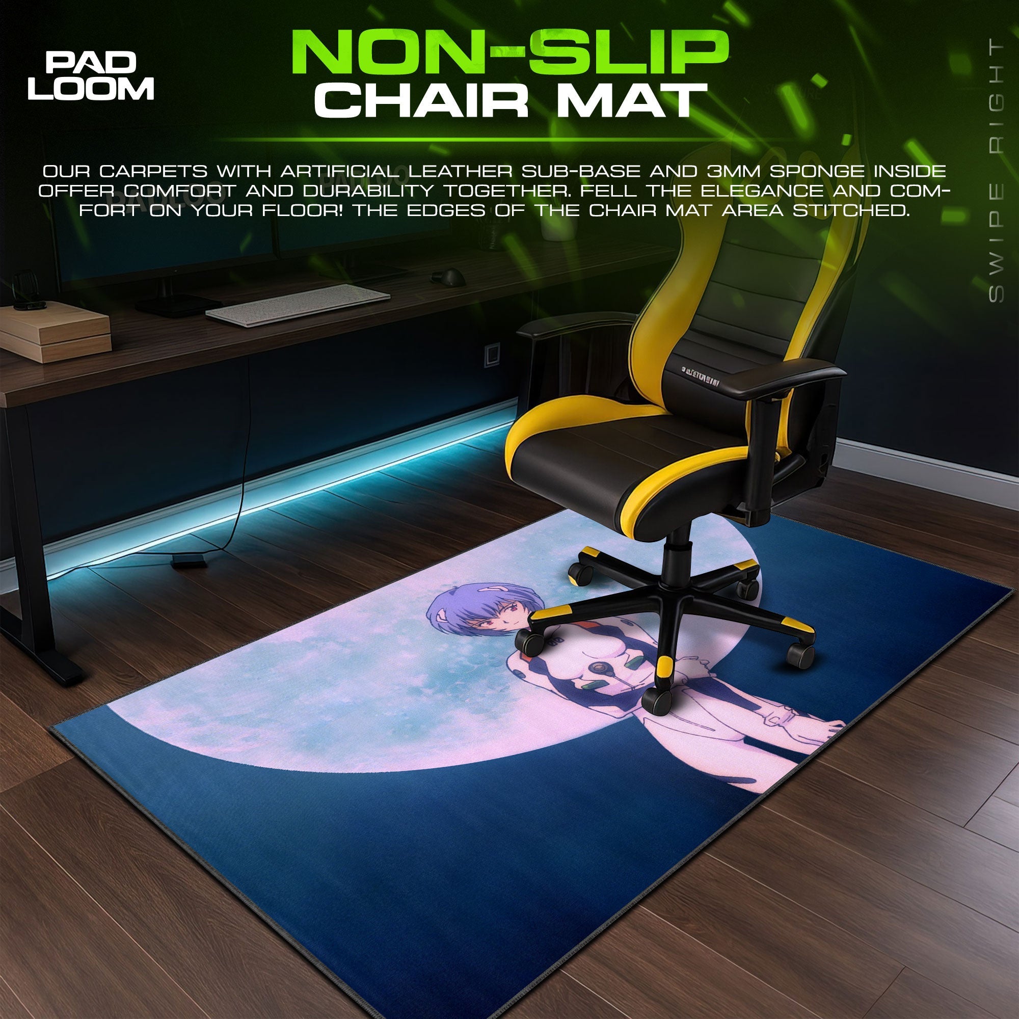 Rei Ayanami Moonlight Mouse Pad, Anime Gaming Desk Mat Padloom