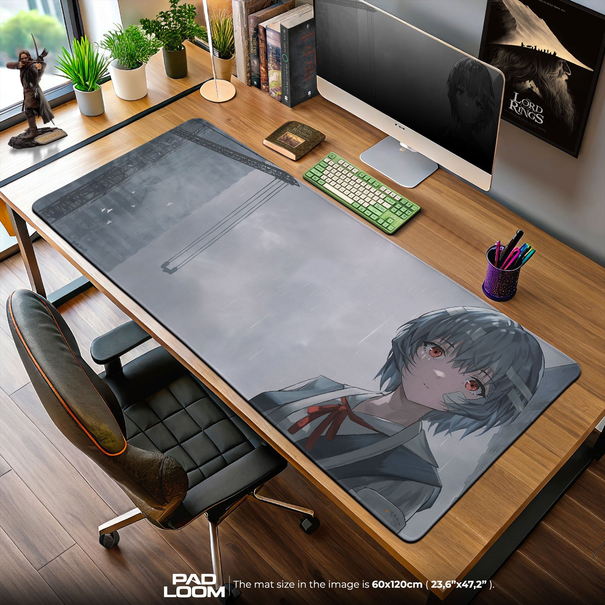 Rei Ayanami Rainfall Mouse Pad, Anime Gaming Desk Mat Padloom