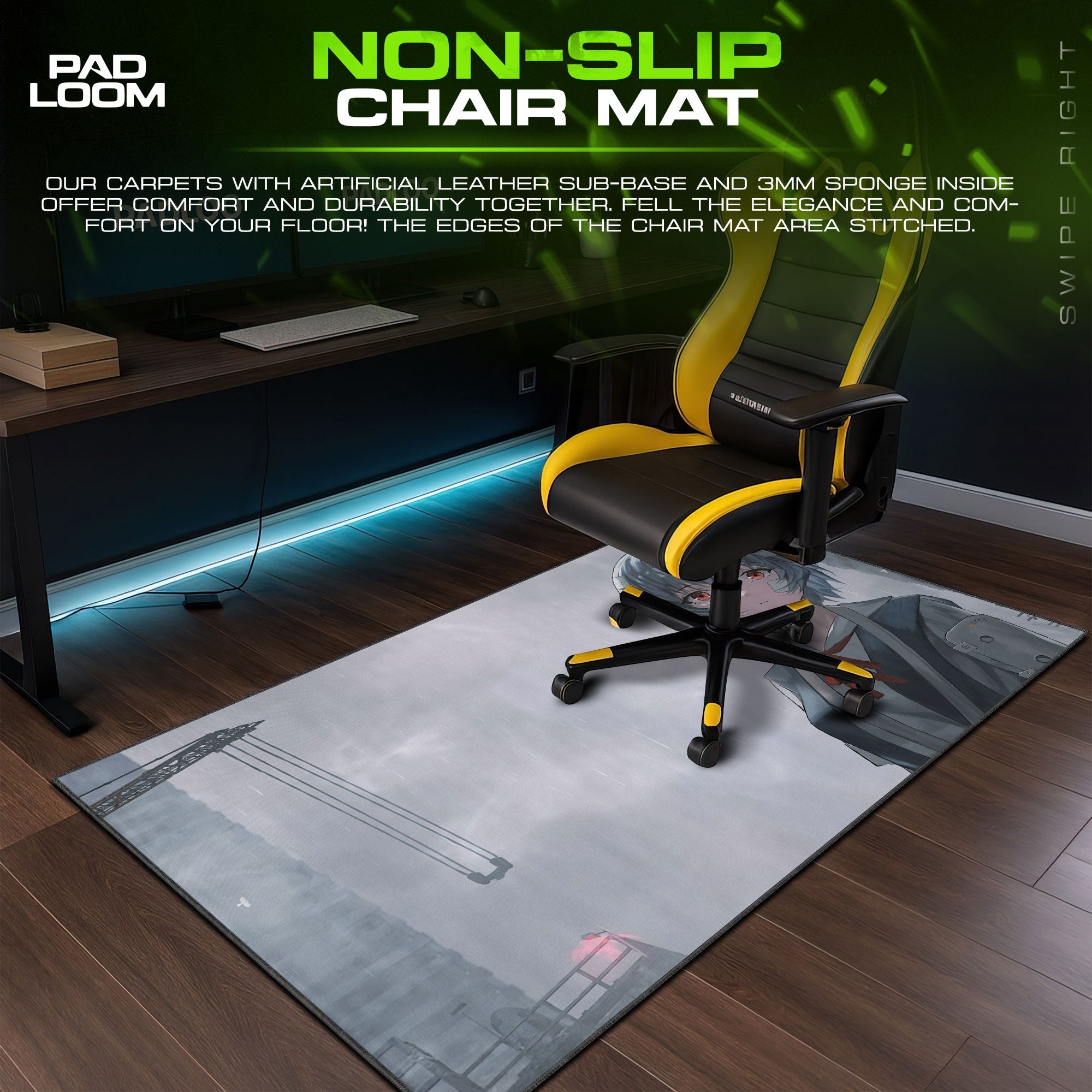 Rei Ayanami Rainfall Mouse Pad, Anime Gaming Desk Mat Padloom