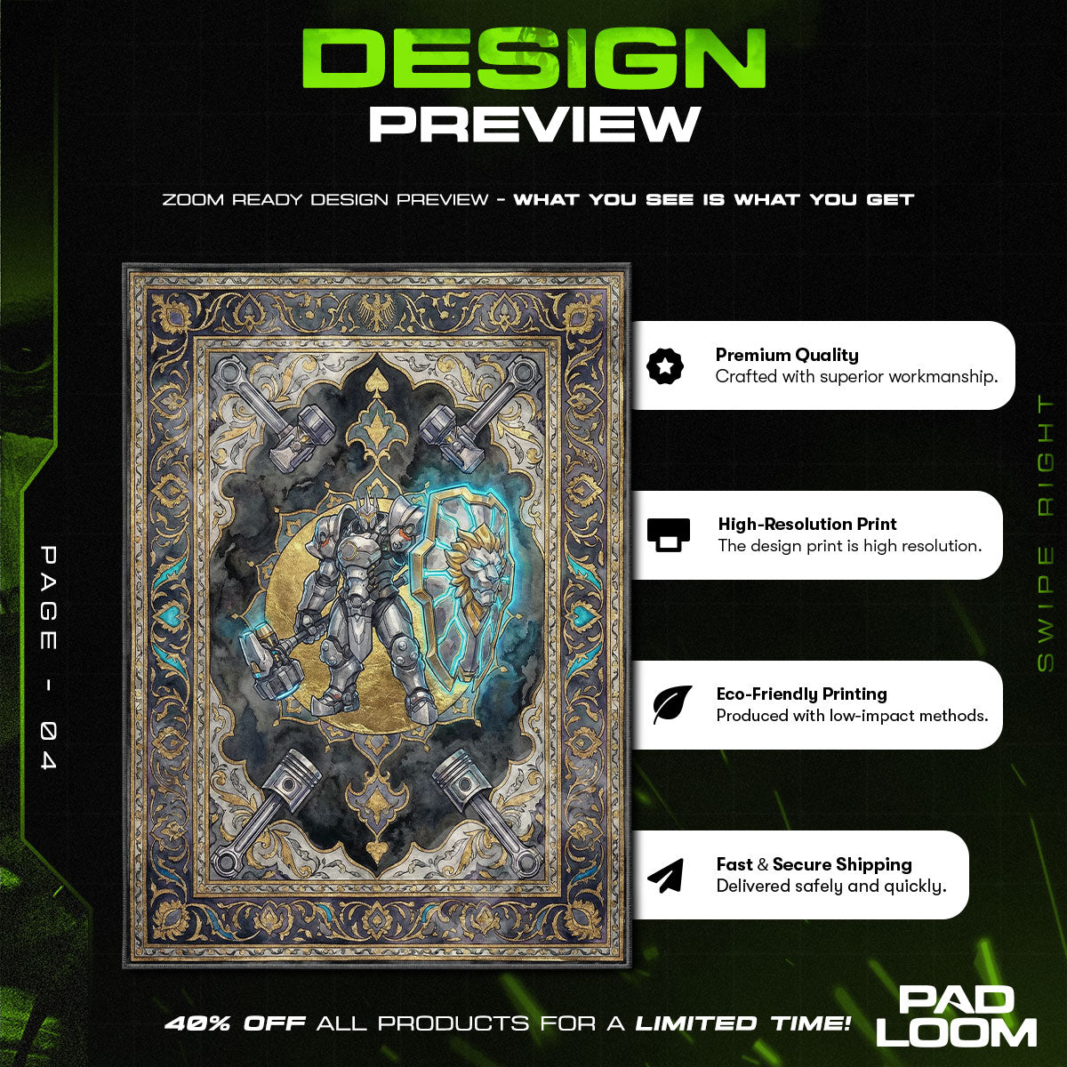 Reinhardt Lion Shield Rug - Overwatch Chair Mat