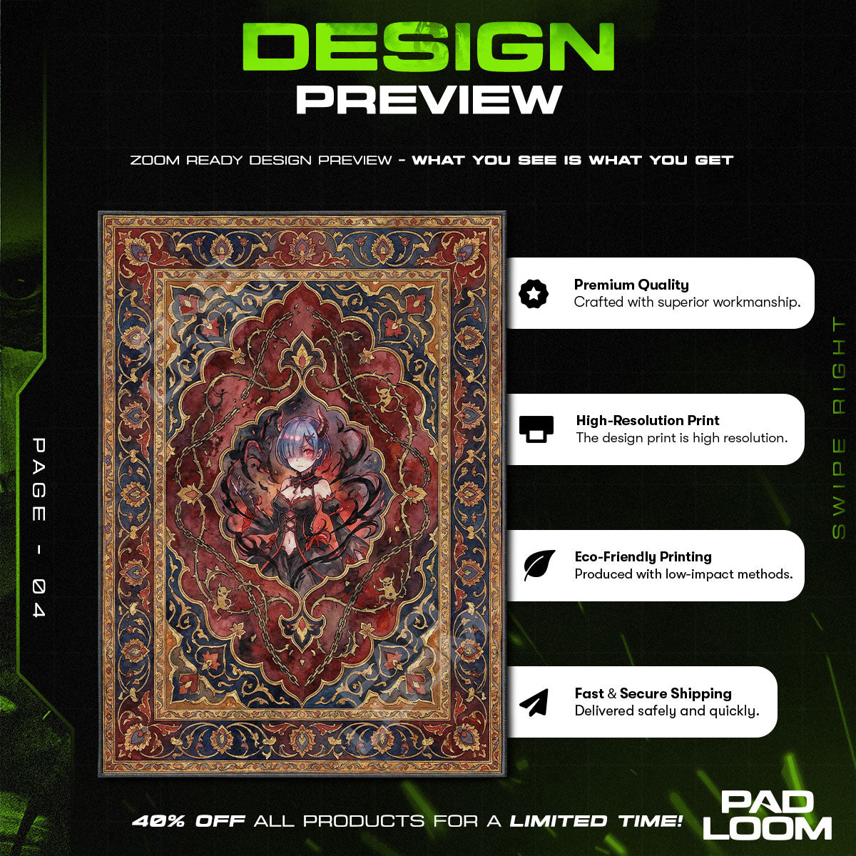 Rem Oni Rage Rug - Re:Zero Chair Mat