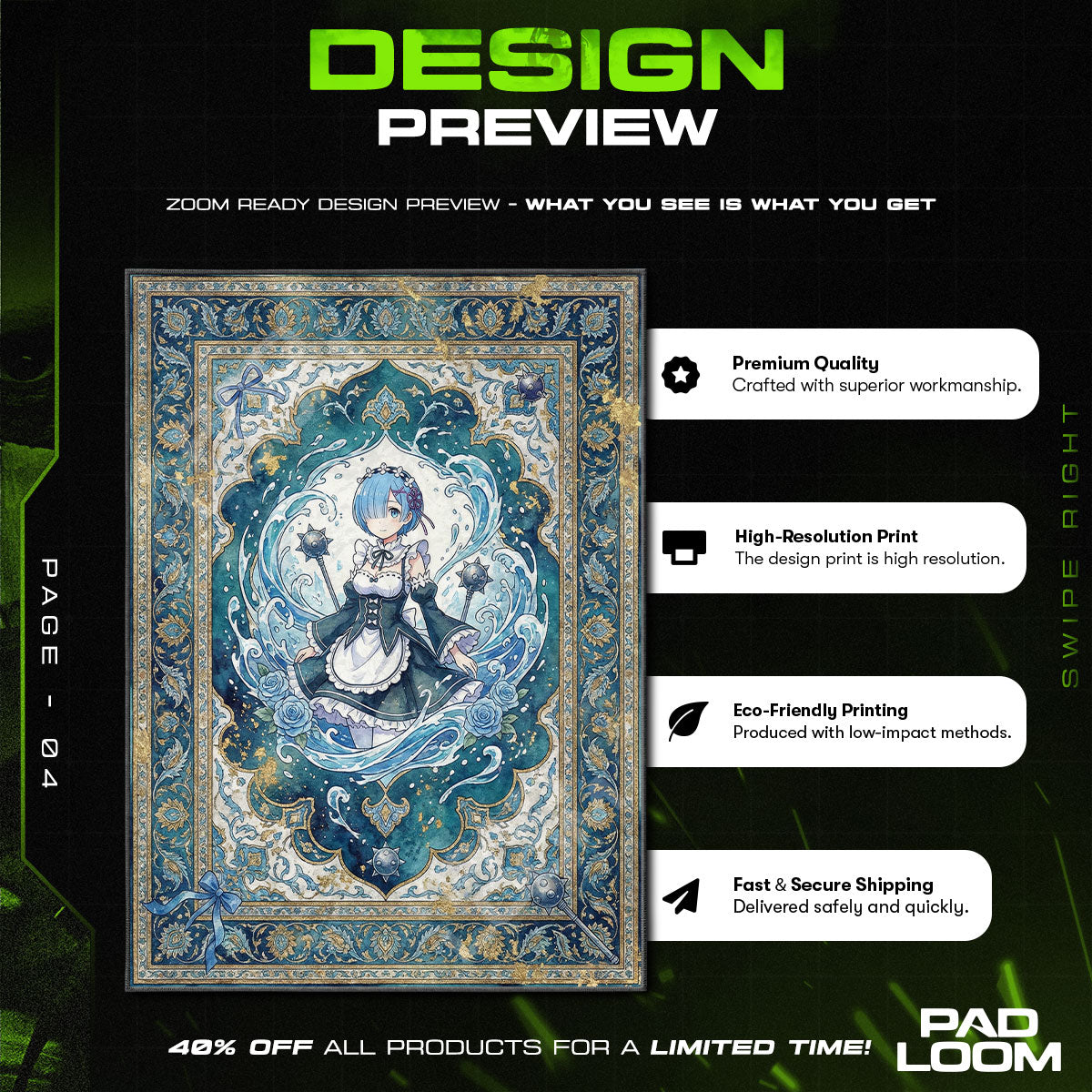 Rem Water Maiden Rug - Re:Zero Chair Mat