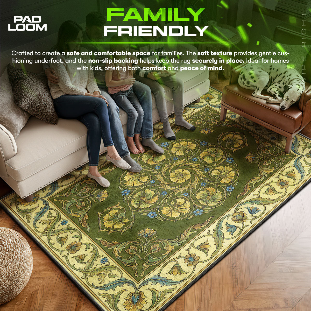 Area character design printed on rug