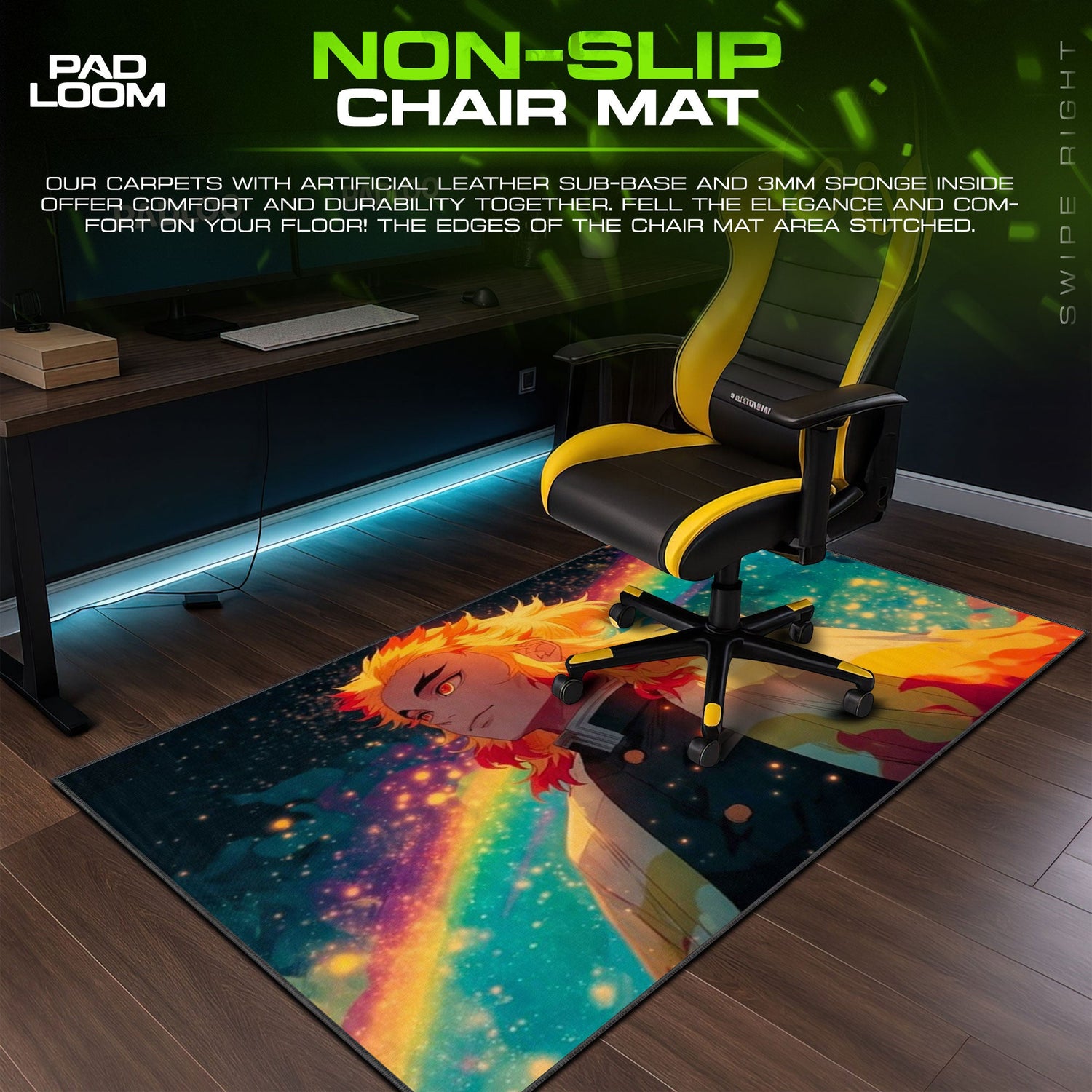 Rengoku Mouse Pad - Flame Hashira Anime Desk Mat Padloom