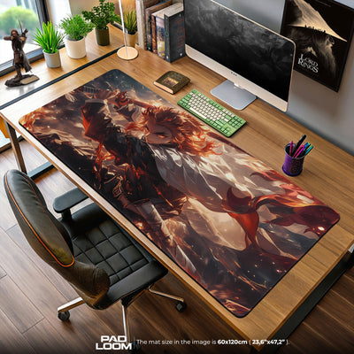 Rengoku Flame Strike Mouse Pad, Demon Slayer Anime Desk Mat