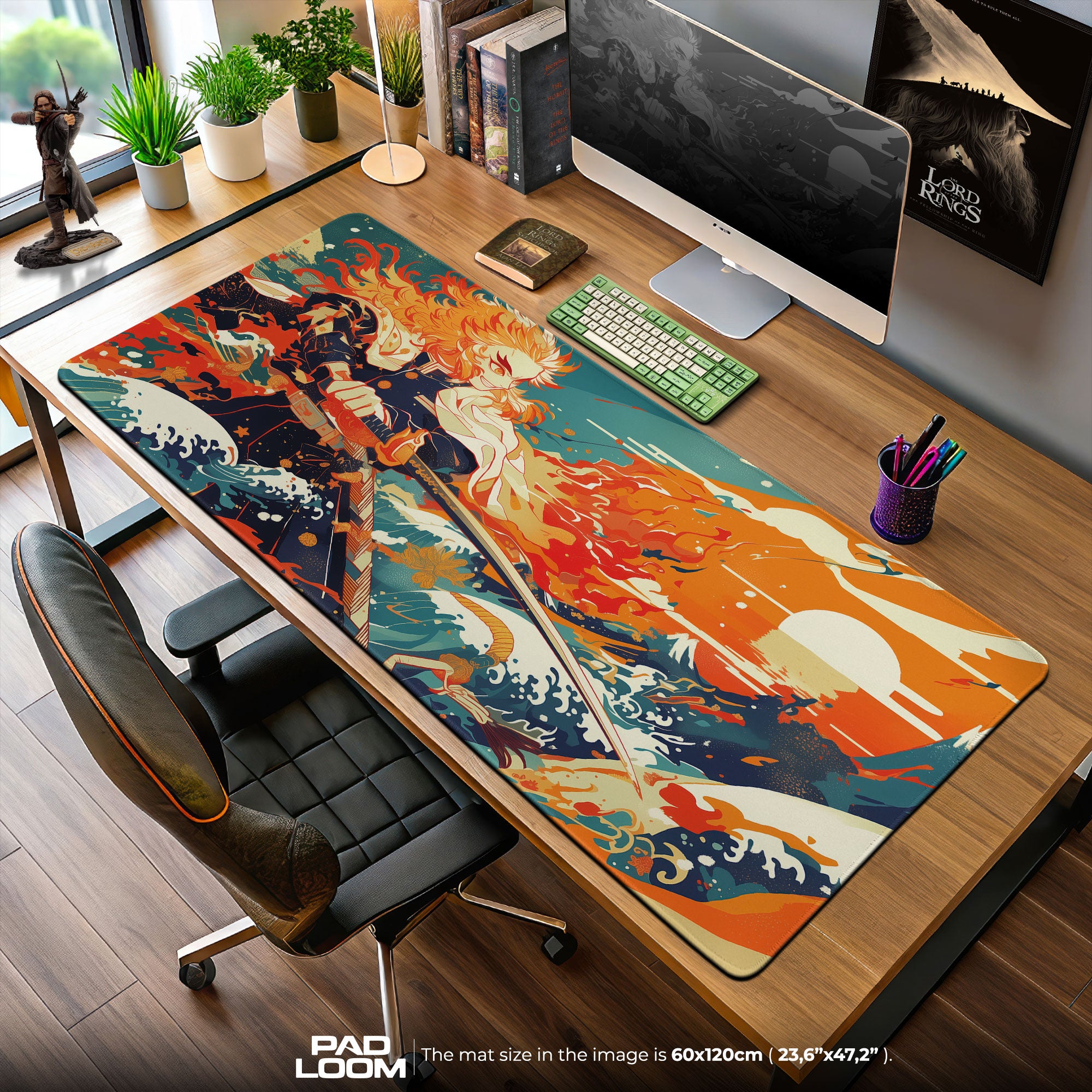 Rengoku Mouse Pad, Flame Hashira Gaming Desk Mat
