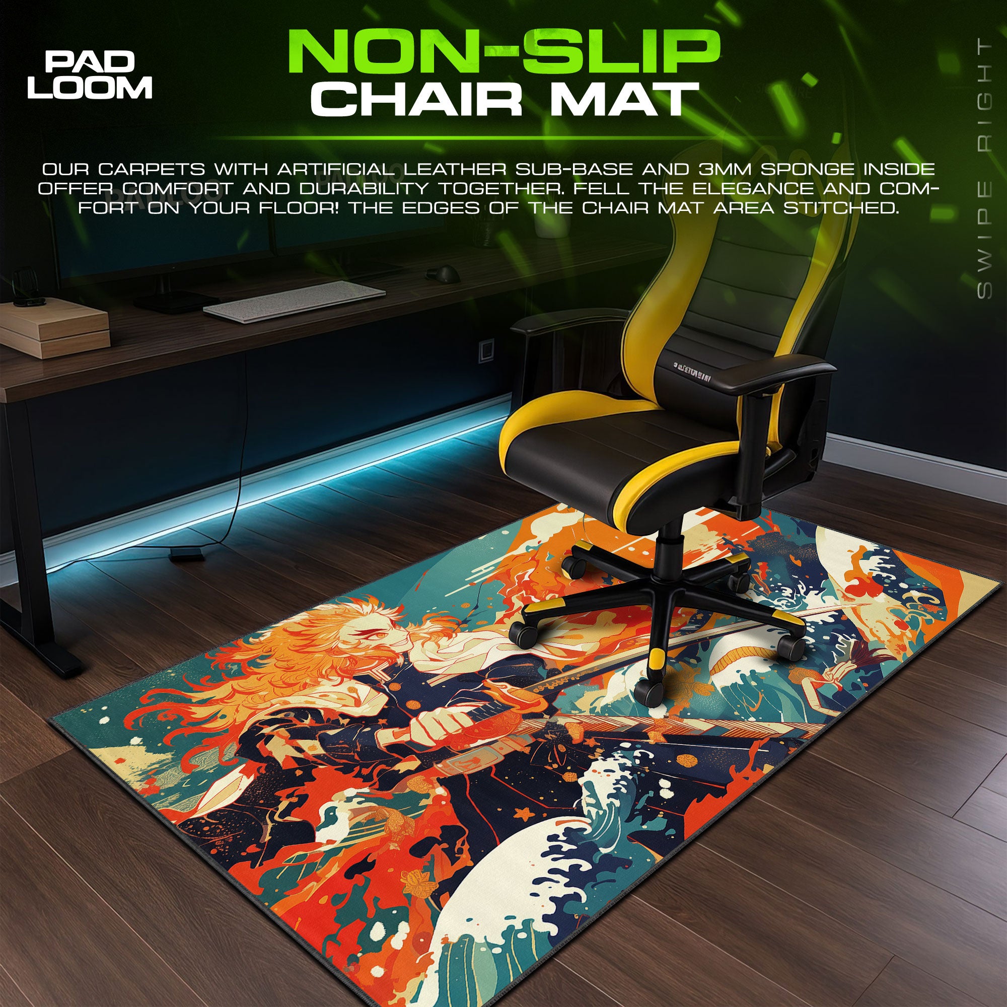 Rengoku Mouse Pad, Flame Hashira Gaming Desk Mat