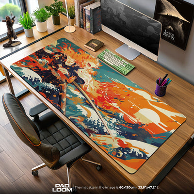 Rengoku Mouse Pad, Flame Hashira Gaming Desk Mat