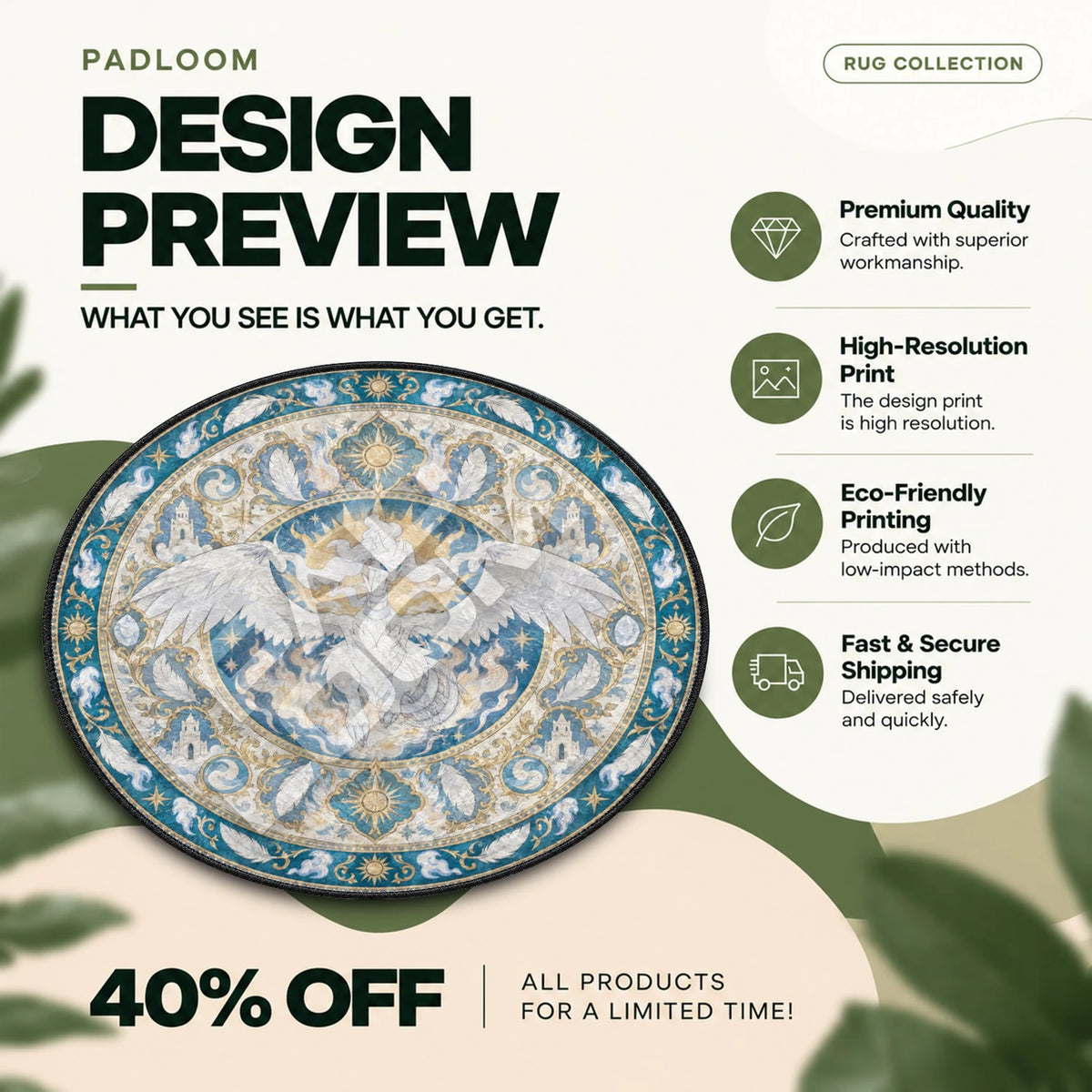 Reshiram Sunburst Pokemon round rug full design preview