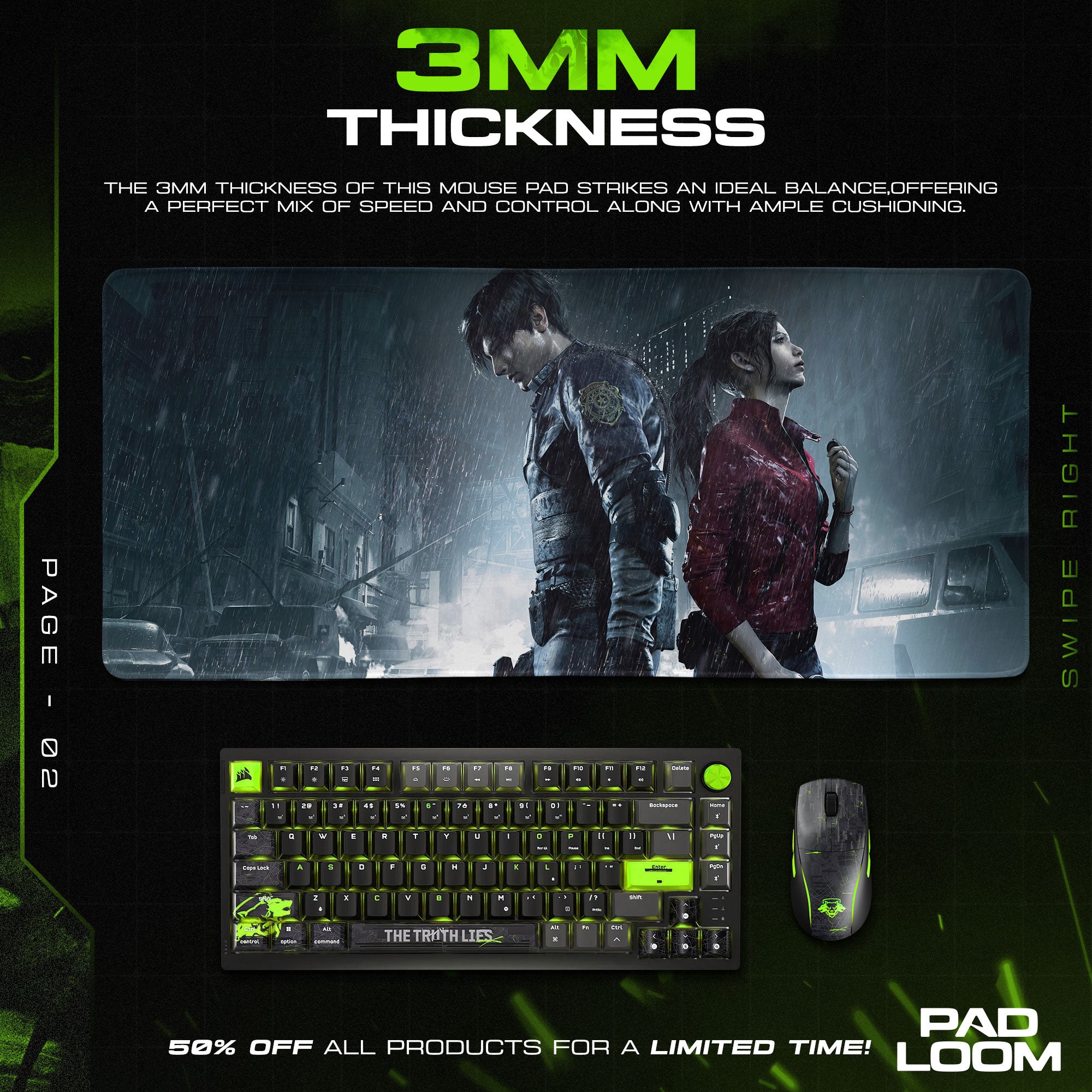 Resident Evil Leon Claire Mouse Pad, Game Horror Gaming Desk Mat
