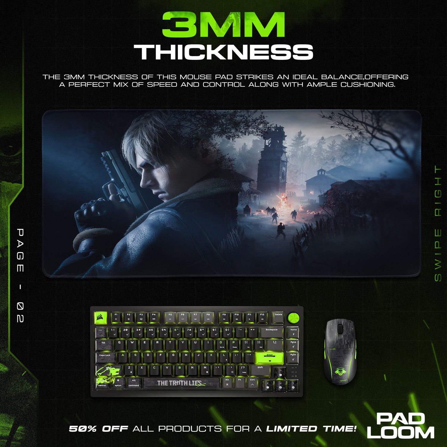 Resident Evil Leon Mouse Pad, Game Horror Gaming Desk Mat Padloom