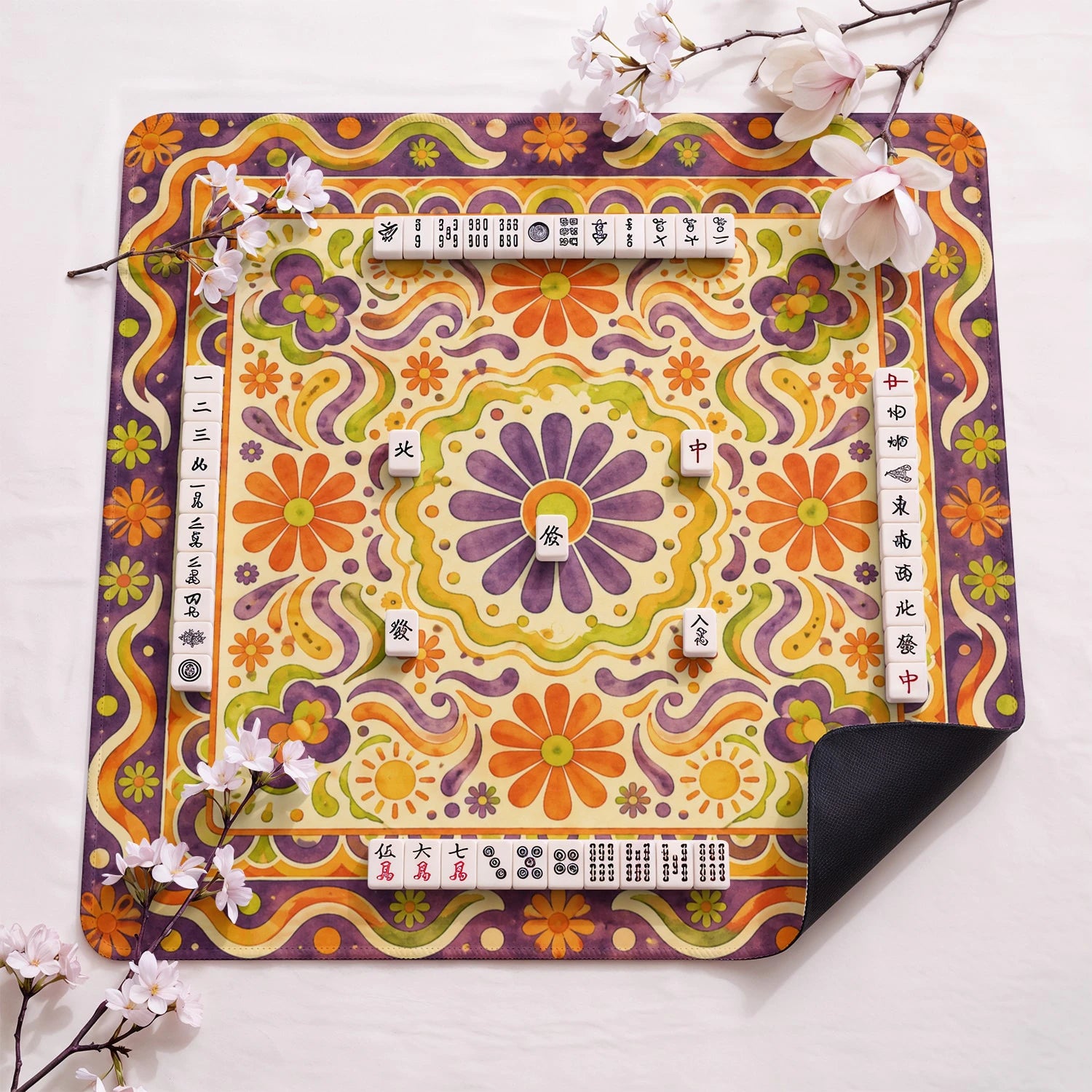 Retro Batik Folk Mahjong Mat - Mah Jongg Mat