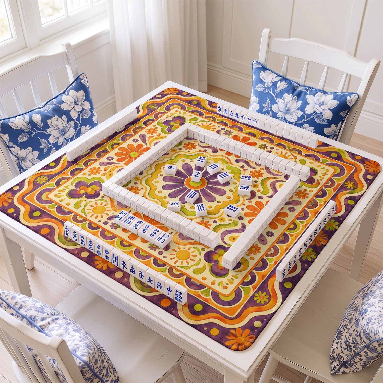 Retro Batik Folk Mahjong Mat - Mah Jongg Mat
