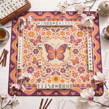 Retro Butterfly Mahjong Mat – neoprene mah jongg table mat