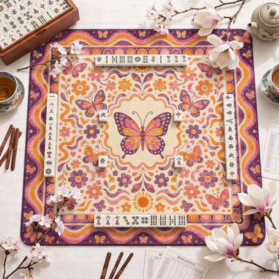 Retro Butterfly Mahjong Mat - Mah Jongg Mat