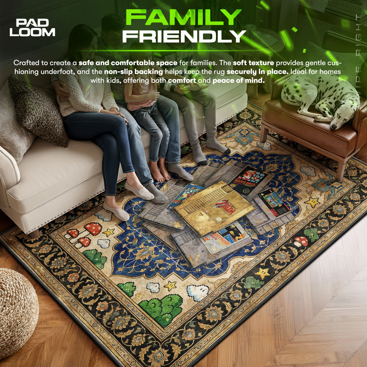 Area character design printed on rug