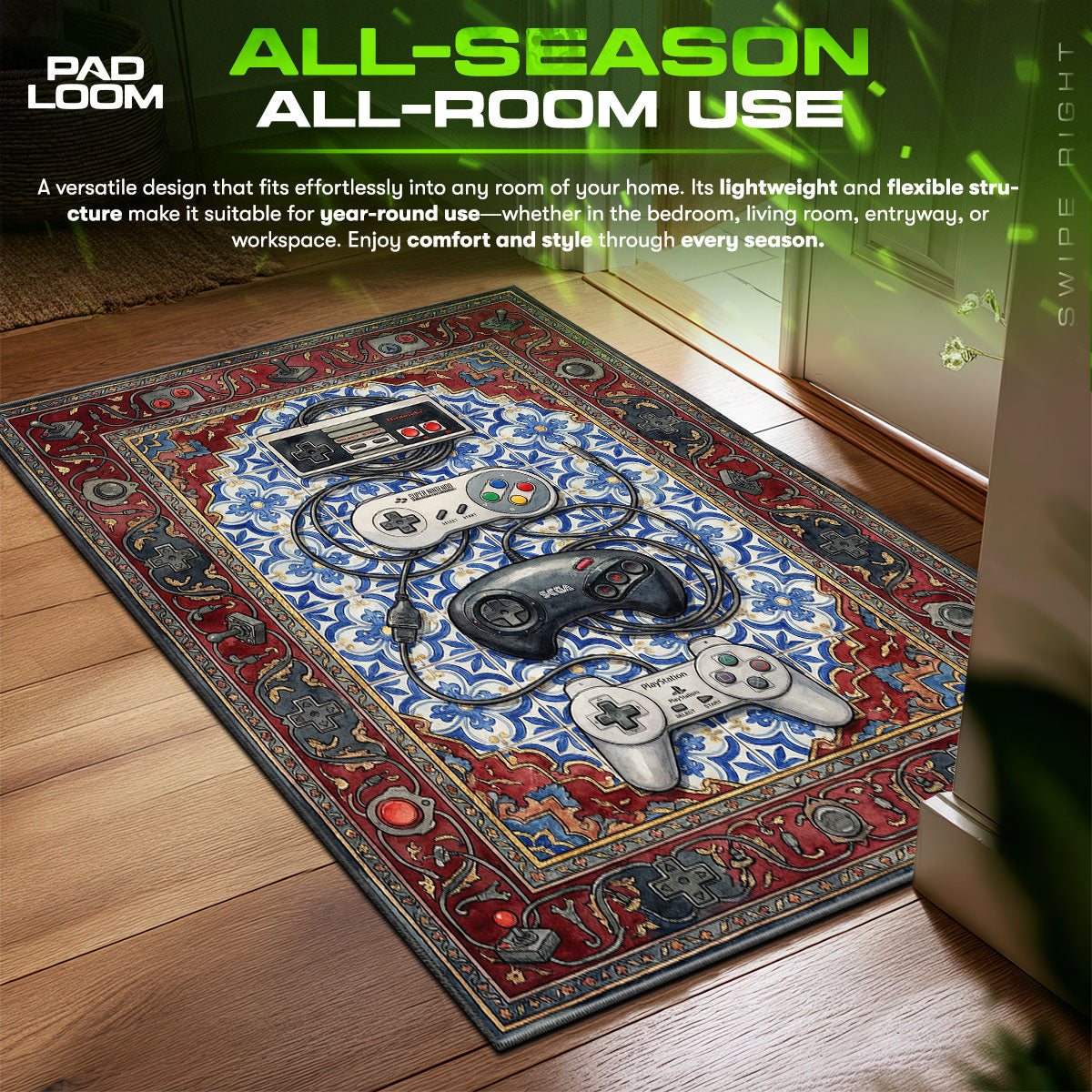Detailed close-up of Controllers rug pattern