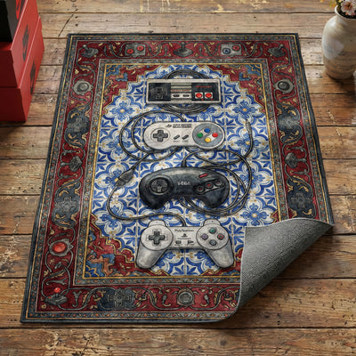 Retro Controllers Rug — Vintage Console Gaming Rug