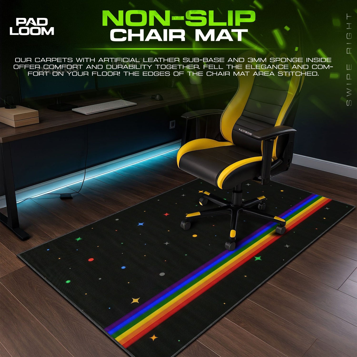 Retro Galaxy Mouse Pad - Rainbow Space Gaming Desk Mat Padloom