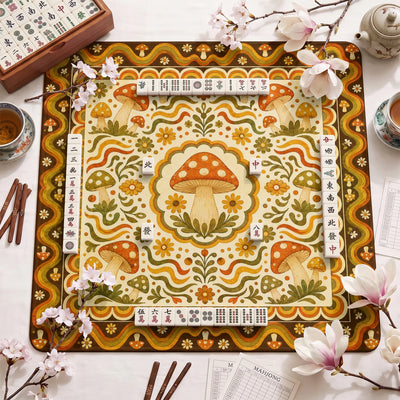 Retro Mushroom Folk Mahjong Mat - Mah Jongg Mat