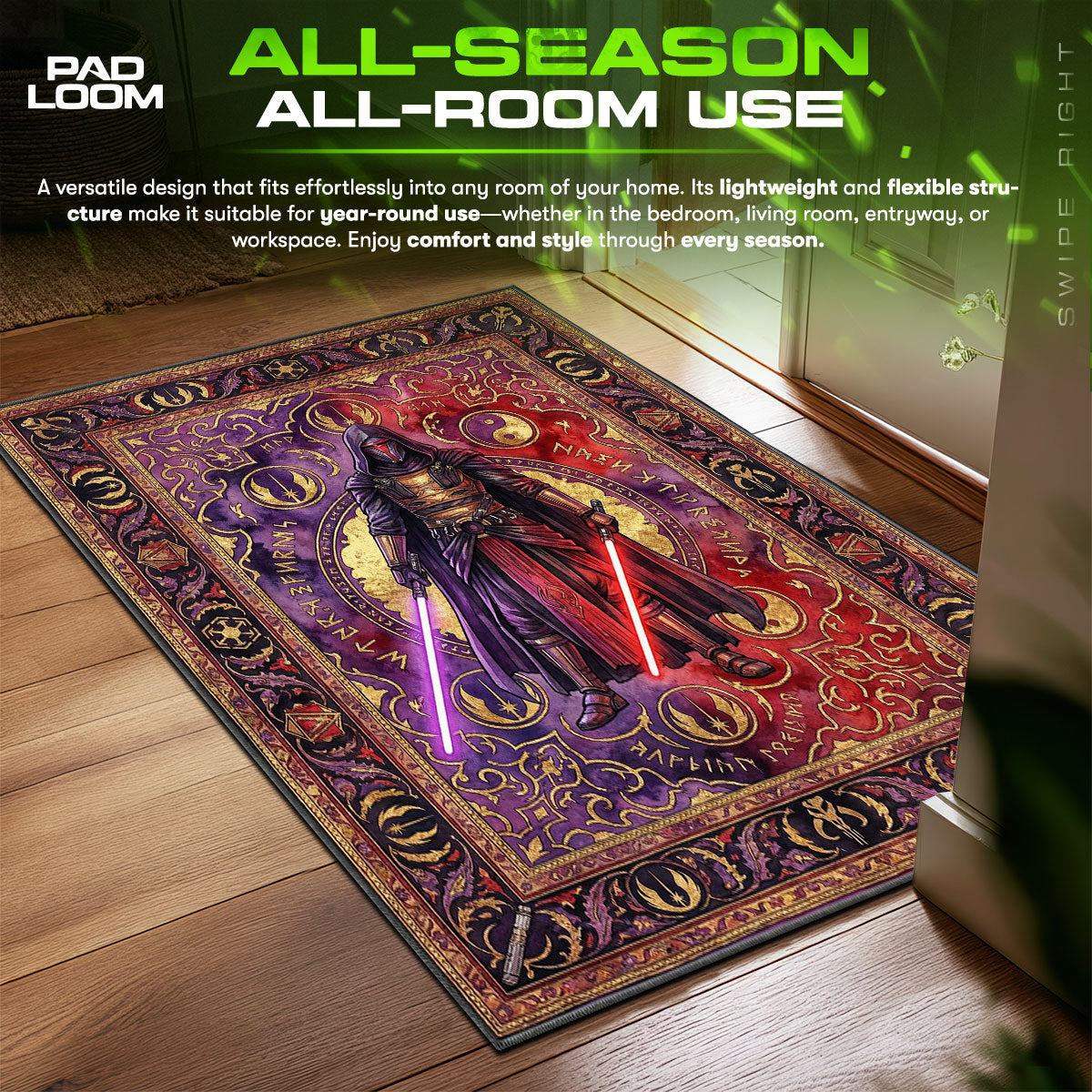 Revan Dual Force Star Wars Room fan rug — premium quality print