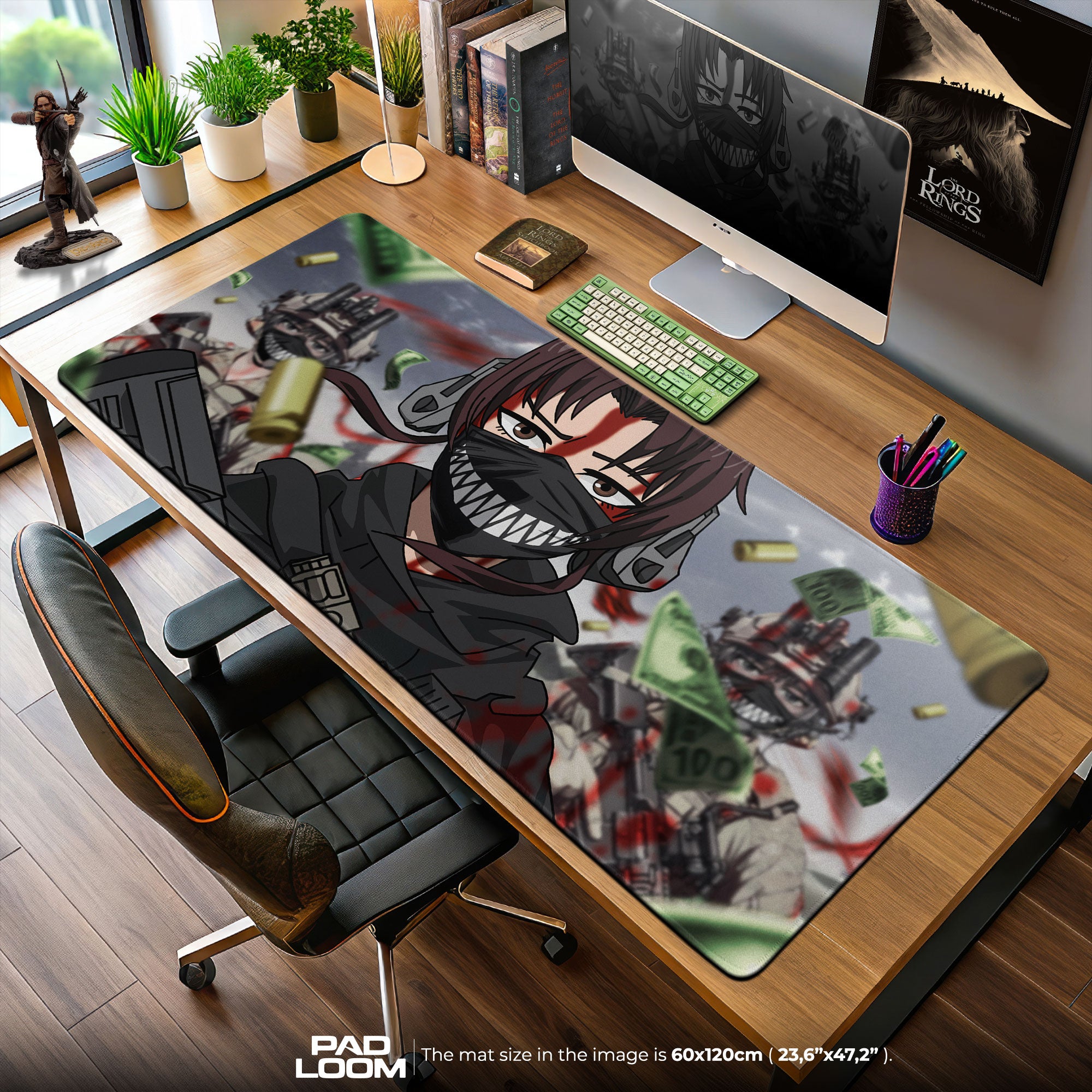 Revy Masked Fury Mauspad, Anime Gaming Schreibtischmatte