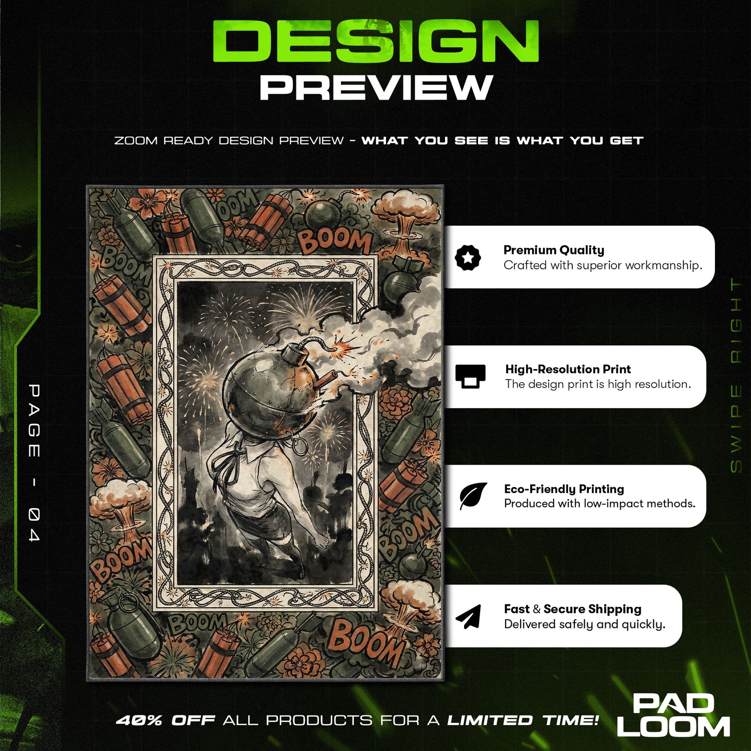 Chair character design printed on rug