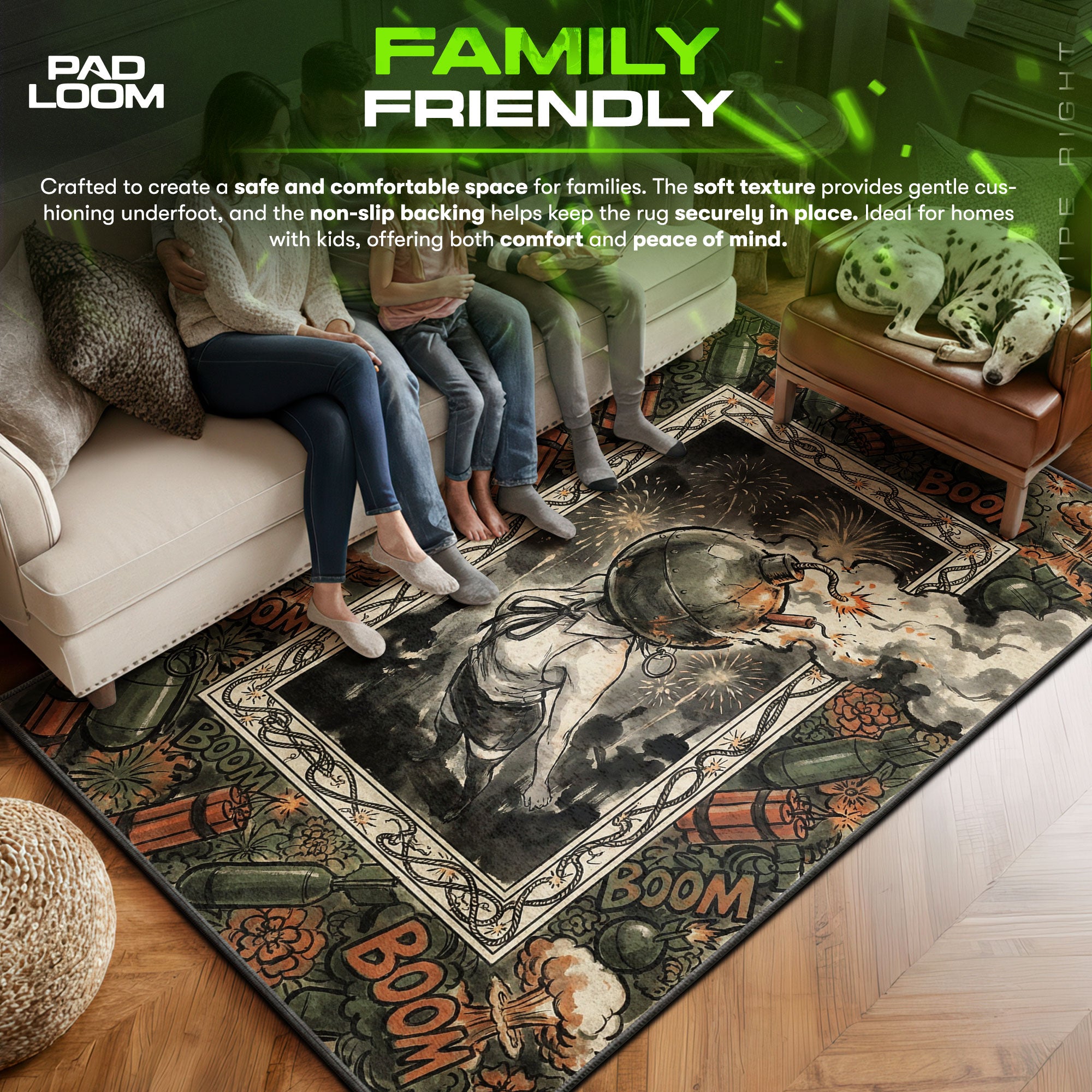 Reze area rug showing full home decor artwork