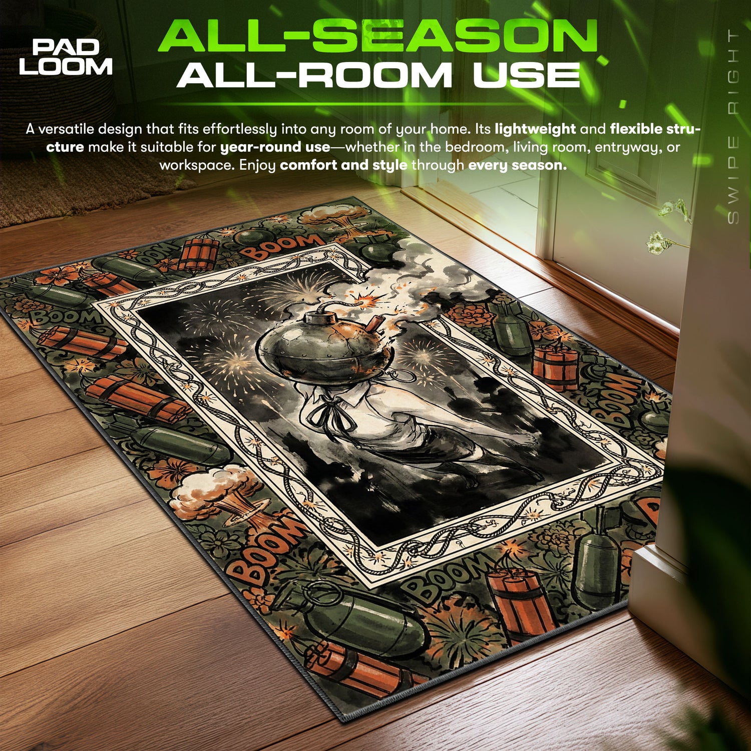 Reze Bomb Girl Fireworks Chainsaw Man Chair fan rug — premium quality print
