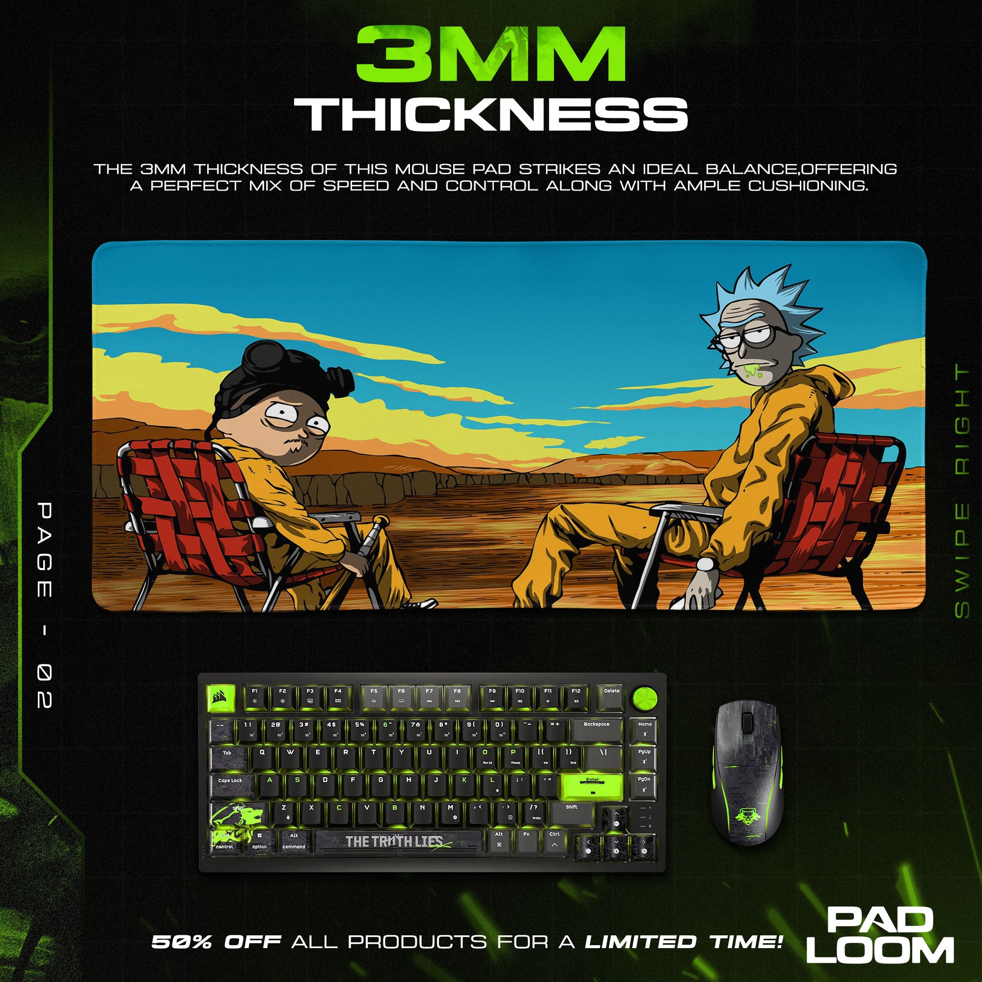 Rick and Morty Desert Scene Mouse Pad, Cartoon Gaming Desk Mat