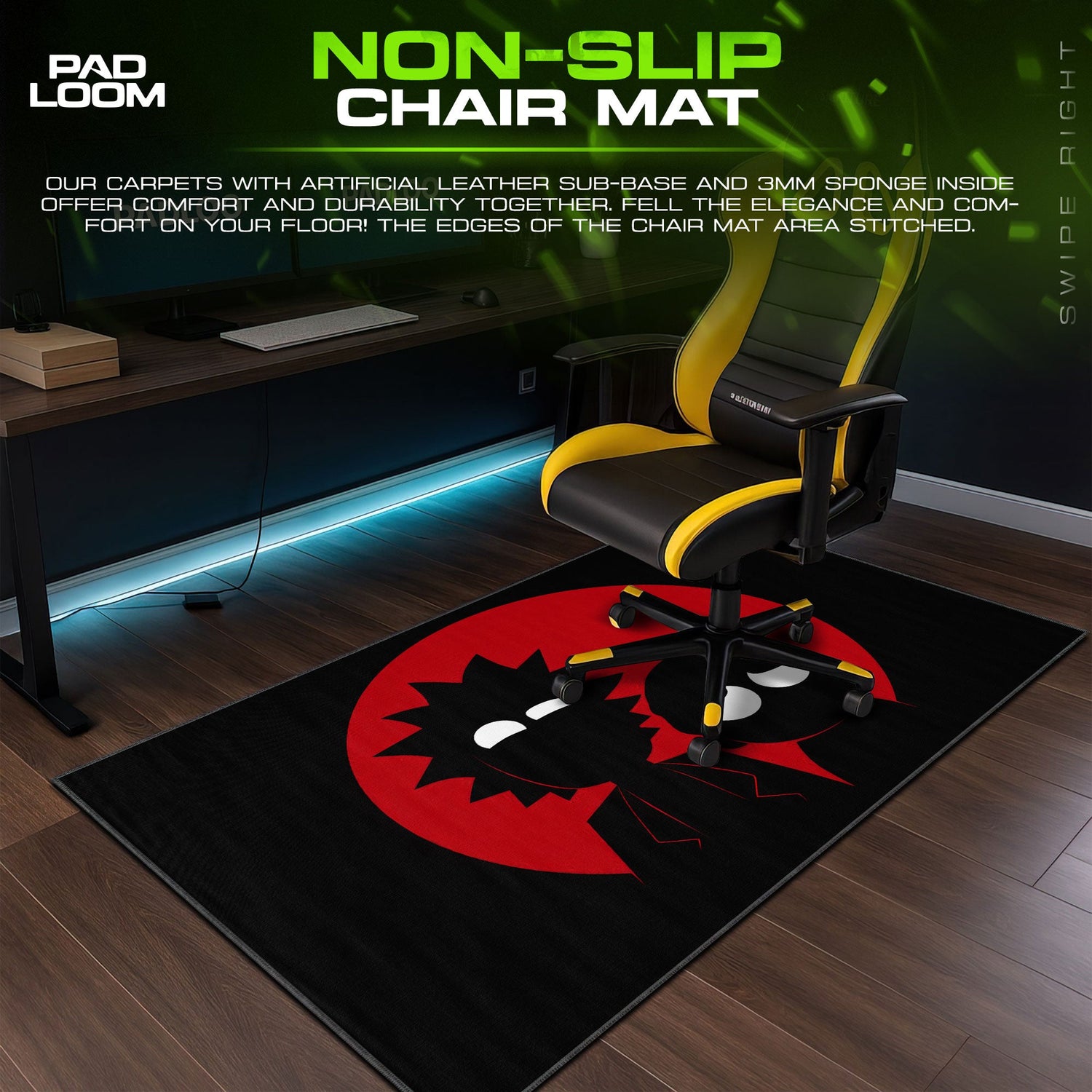 Rick and Morty Red Moon Mouse Pad, Cartoon Gamer Desk Mat Padloom