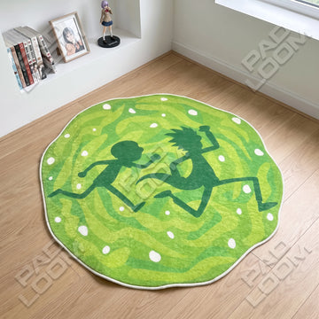 Rick and Morty shaped area rug, die-cut gaming room rug