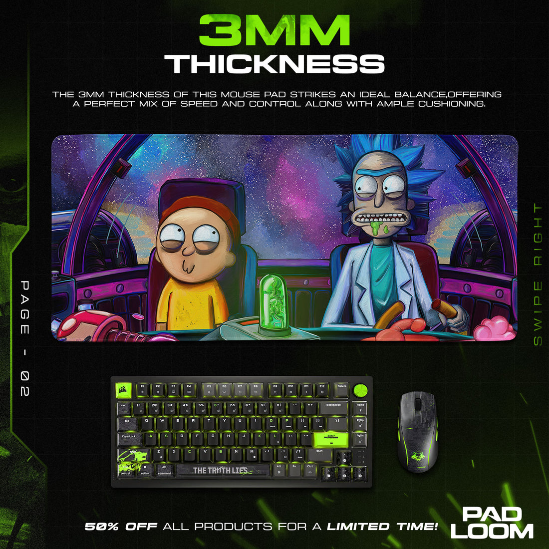 Rick and Morty Spaceship Mouse Pad, Cartoon Gamer Desk Mat
