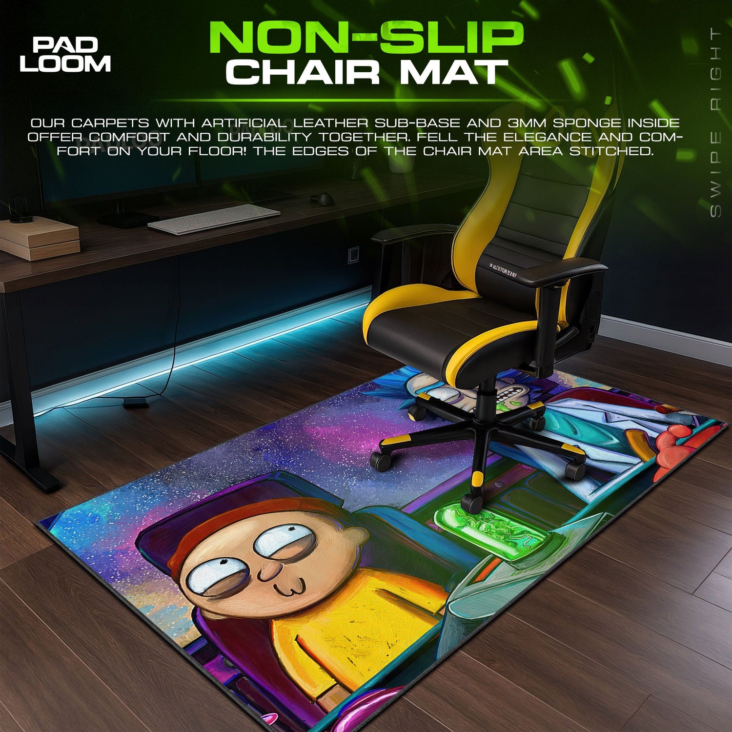 Rick and Morty Spaceship Mouse Pad, Cartoon Gamer Desk Mat Padloom