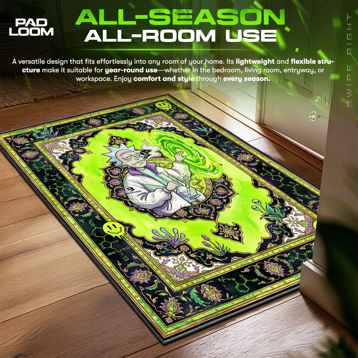 Rick Balenciaga Portal Trippy Floor Decor fan rug — premium quality print
