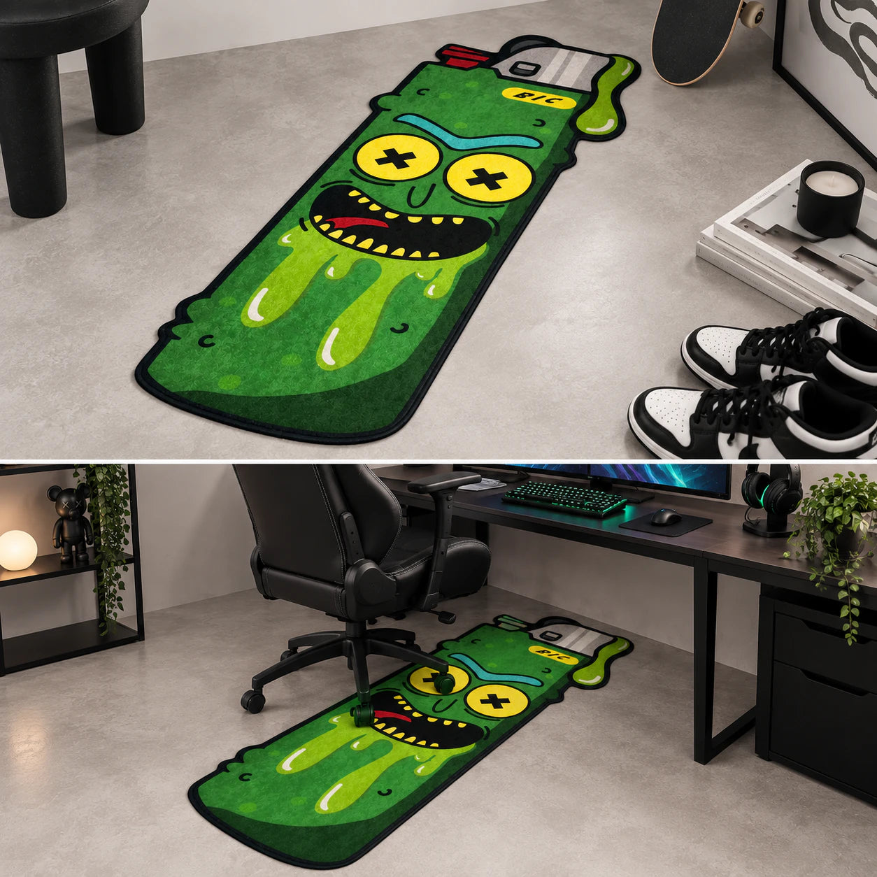 Rick Lighter shaped rug shown in a room setting