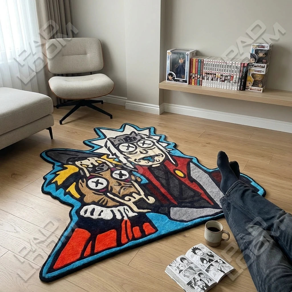 Rick Morty Naruto Rug - Shaped Cartoon Area Rug