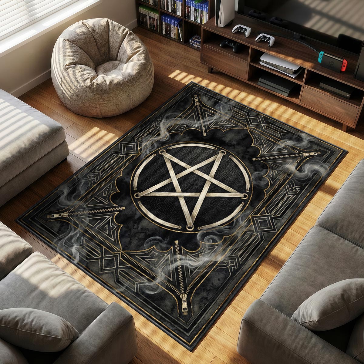 Rick Owens themed area rug for Gothic fans