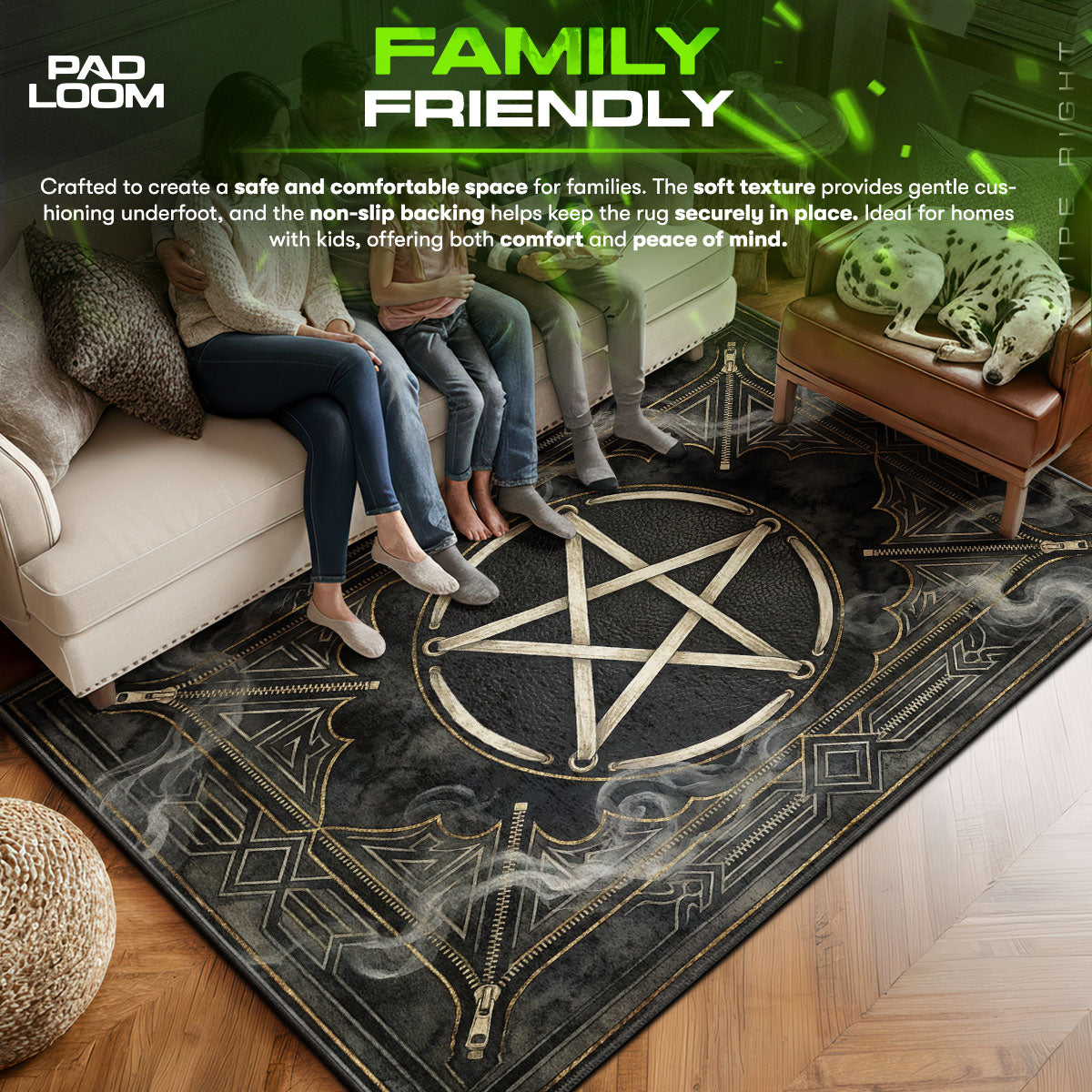 Rick area rug showing full Gothic artwork