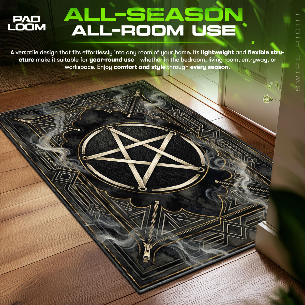 Rick Owens Pentagram Grunge Floor fan rug — premium quality print
