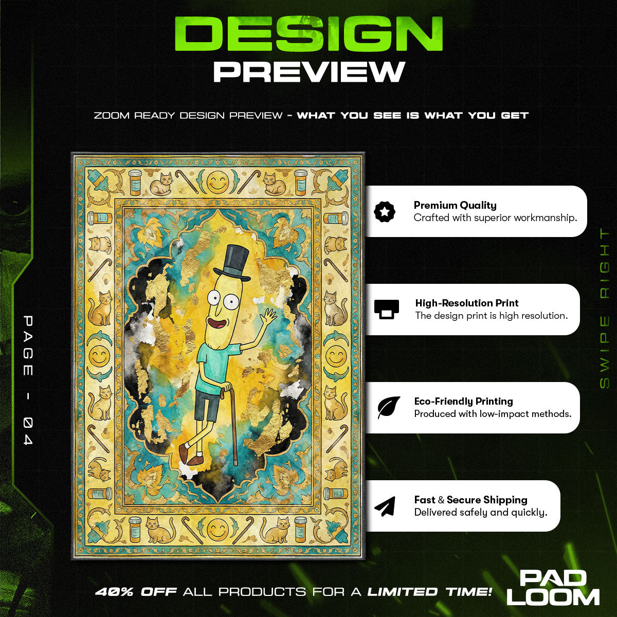 Rick Pixel Art Rick Morty Cartoon Area rug — main product view